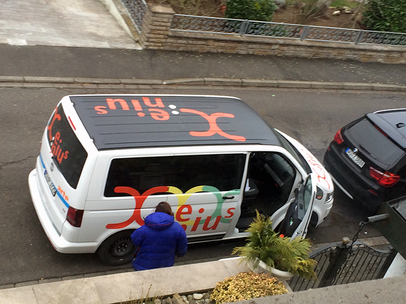 Arrival of television crews of Arte (X:enius) of the Bavarian Broadcast BR in February 2015.